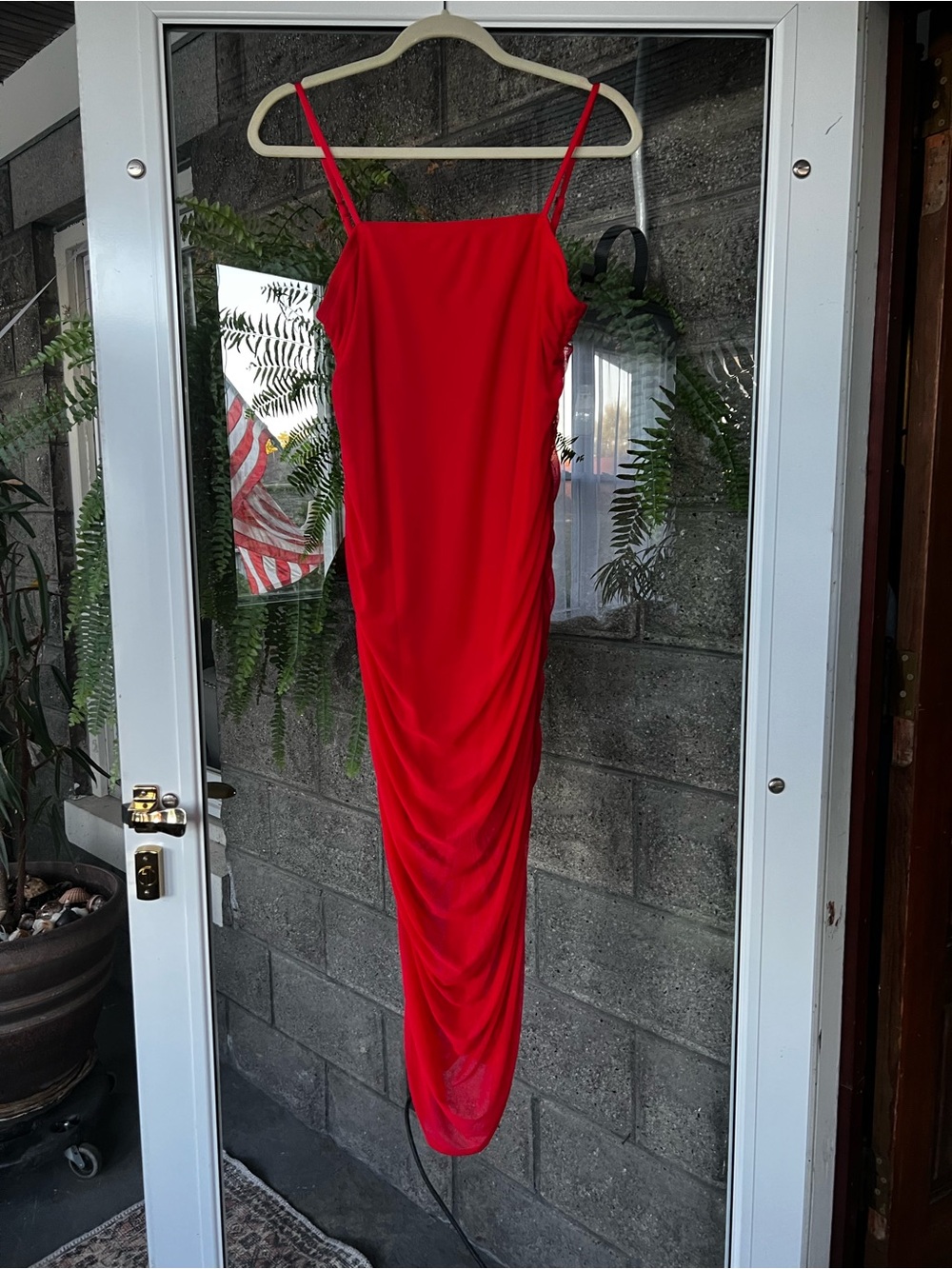 wild fable Red Ruched Spaghetti-Strap dress